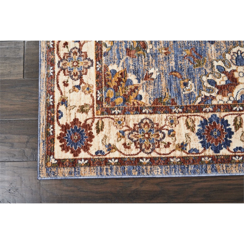 Nourison Reseda Rectangle Traditional Polyester Area Rug in Sky