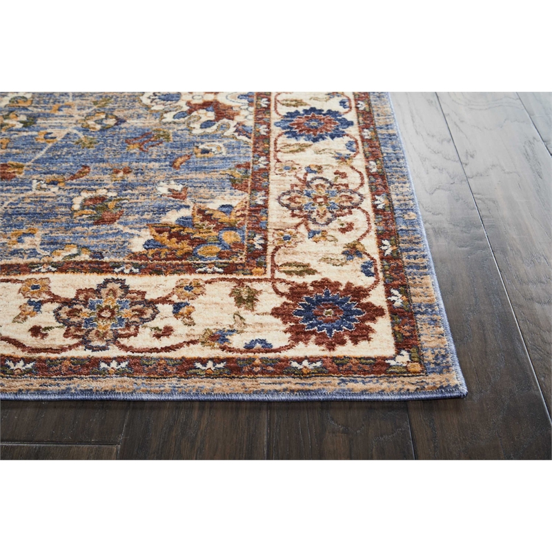Nourison Reseda Rectangle Traditional Polyester Area Rug in Sky