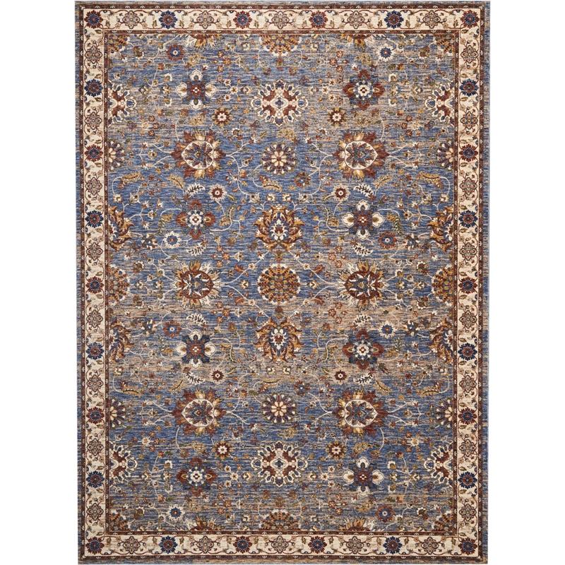 Nourison Reseda Rectangle Traditional Polyester Area Rug in Sky