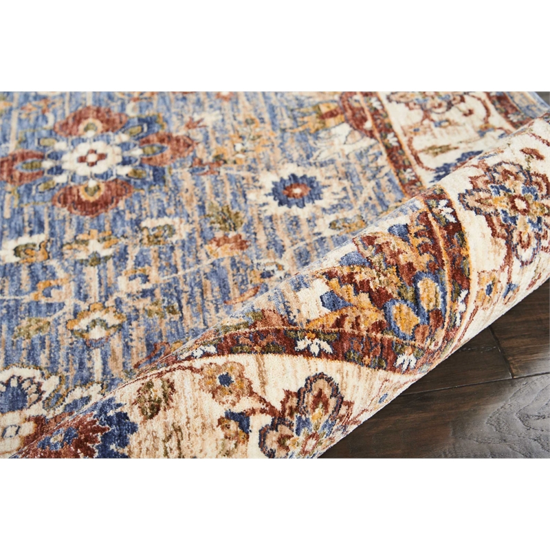 Nourison Reseda Rectangle Traditional Polyester Area Rug in Sky