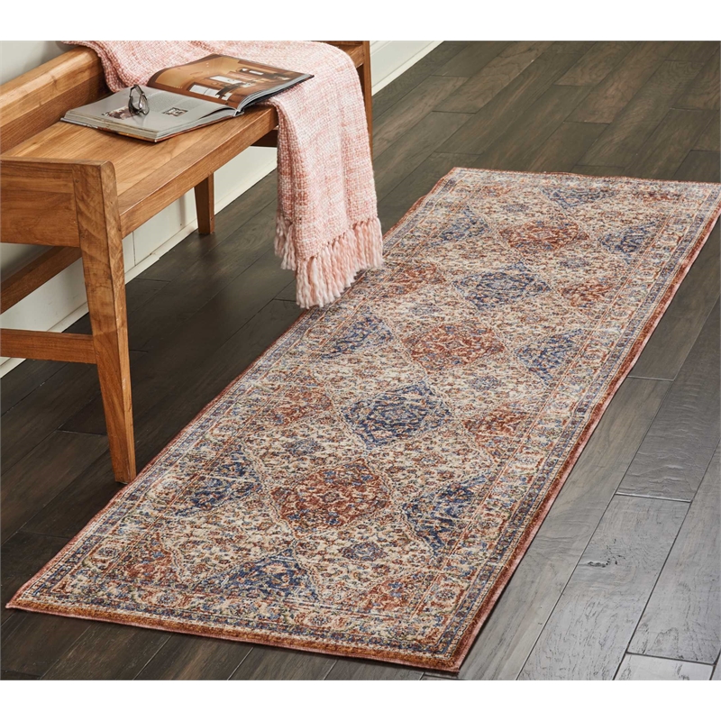 Nourison Reseda Runner Shape Traditional Polyester Area Rug in Multi-Color