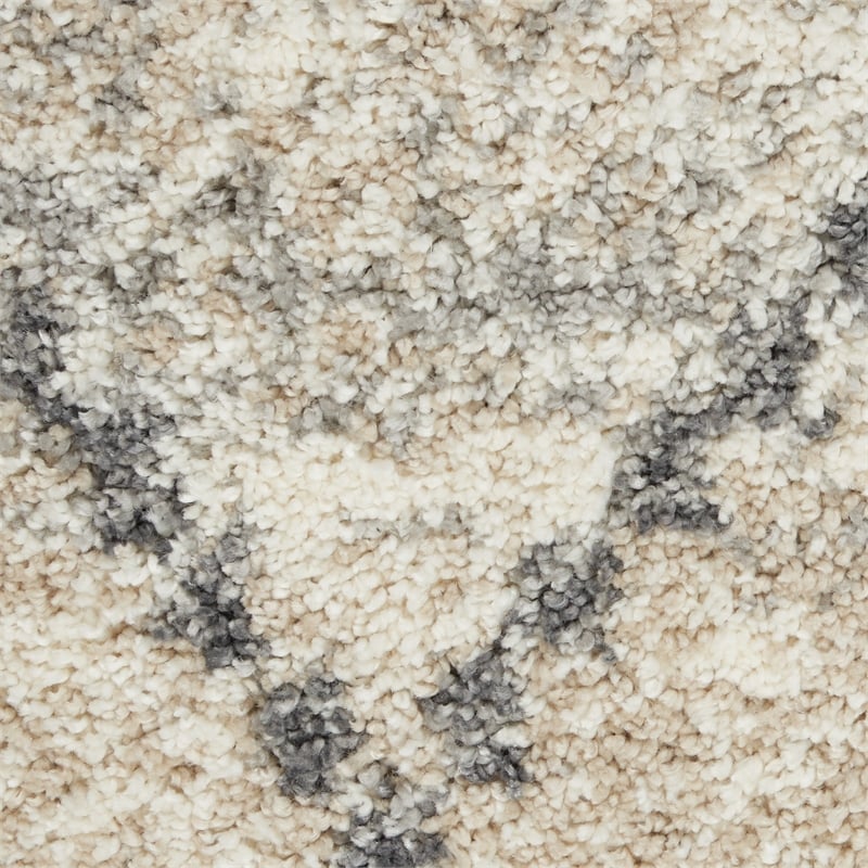 Nourison Scandinavian Shag Rectangle Polypropylene Area Rug in Ivory/Gray