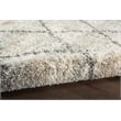 Nourison Scandinavian Shag Rectangle Polypropylene Area Rug in Ivory/Gray