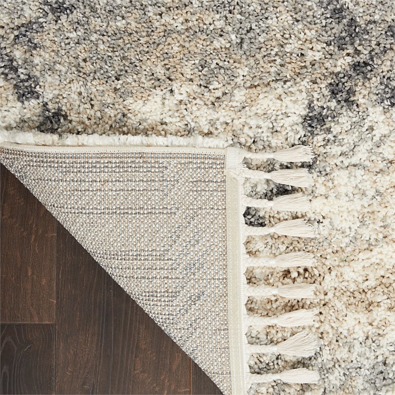 Nourison Scandinavian Shag Rectangle Polypropylene Area Rug in Ivory/Gray