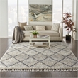 Nourison Scandinavian Shag Rectangle Polypropylene Area Rug in Silver/Gray