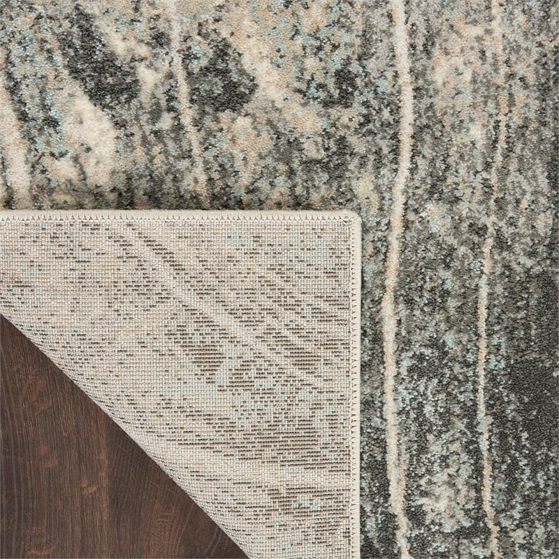 Nourison Soma Rectangle Contemporary Polyester Area Rug in Charcoal/Ivory