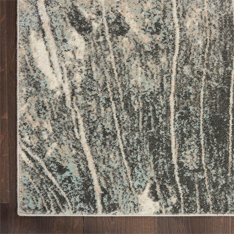 Nourison Soma Rectangle Contemporary Polyester Area Rug in Charcoal/Ivory