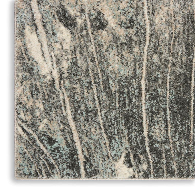 Nourison Soma Rectangle Contemporary Polyester Area Rug in Charcoal/Ivory