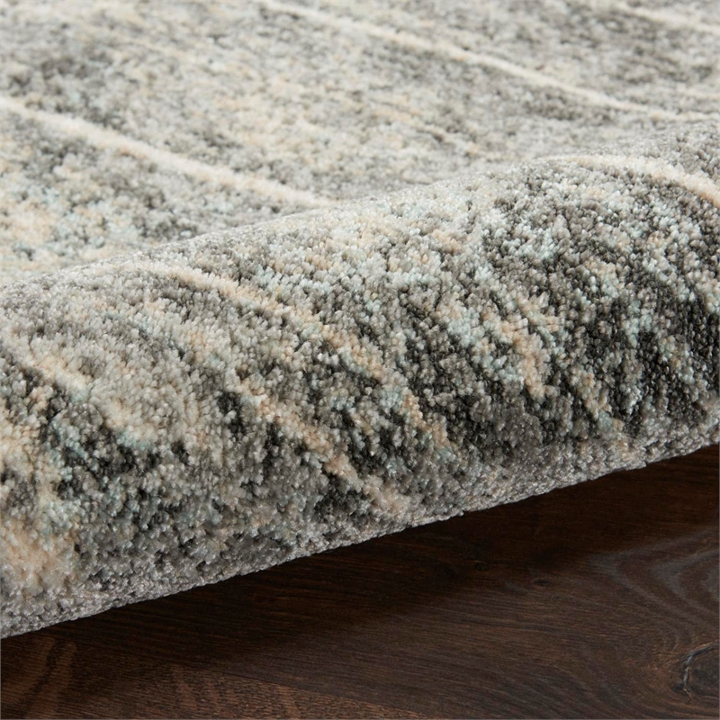 Nourison Soma Rectangle Contemporary Polyester Area Rug in Charcoal/Ivory
