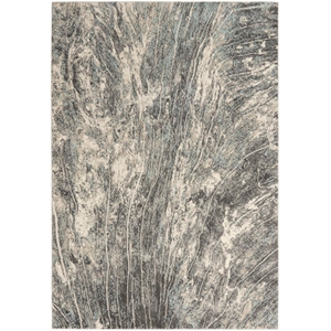 Nourison Soma Rectangle Contemporary Polyester Area Rug in Charcoal/Ivory