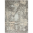 Nourison Soma Rectangle Contemporary Polyester Area Rug in Charcoal/Teal/Ivory