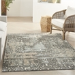 Nourison Soma Rectangle Contemporary Polyester Area Rug in Charcoal/Teal/Ivory