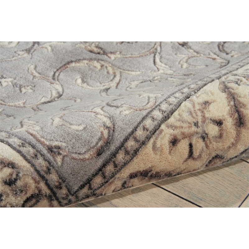Nourison Somerset Rectangle Traditional Polyester Acrylic Area Rug in Silver
