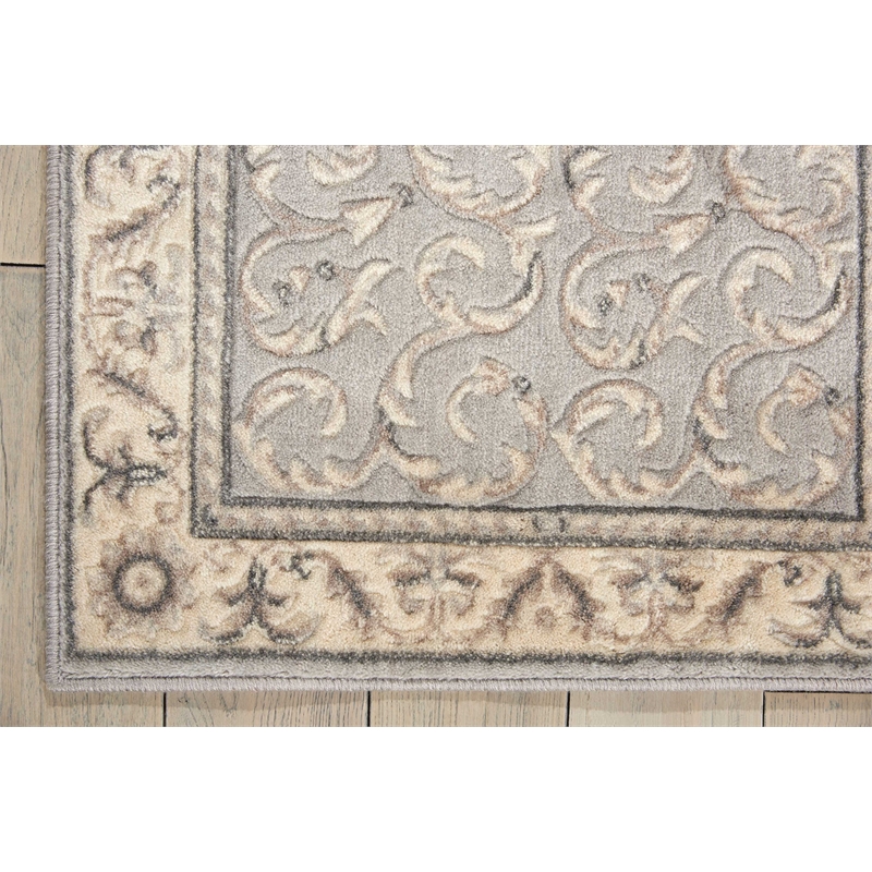 Nourison Somerset Rectangle Traditional Polyester Acrylic Area Rug in Silver