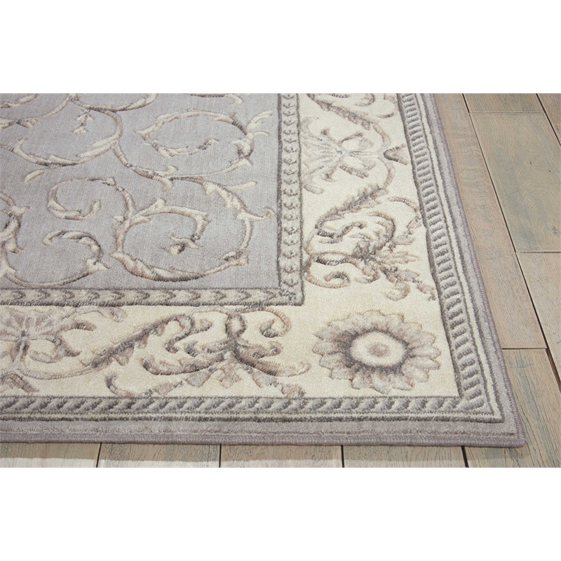 Nourison Somerset Rectangle Traditional Polyester Acrylic Area Rug in Silver