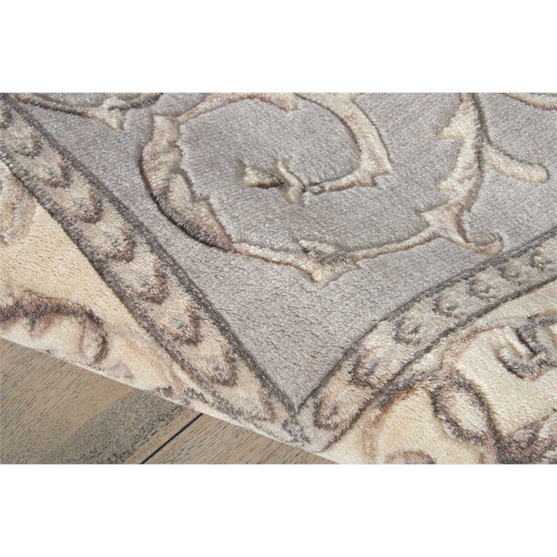 Nourison Somerset Rectangle Traditional Polyester Acrylic Area Rug in Silver
