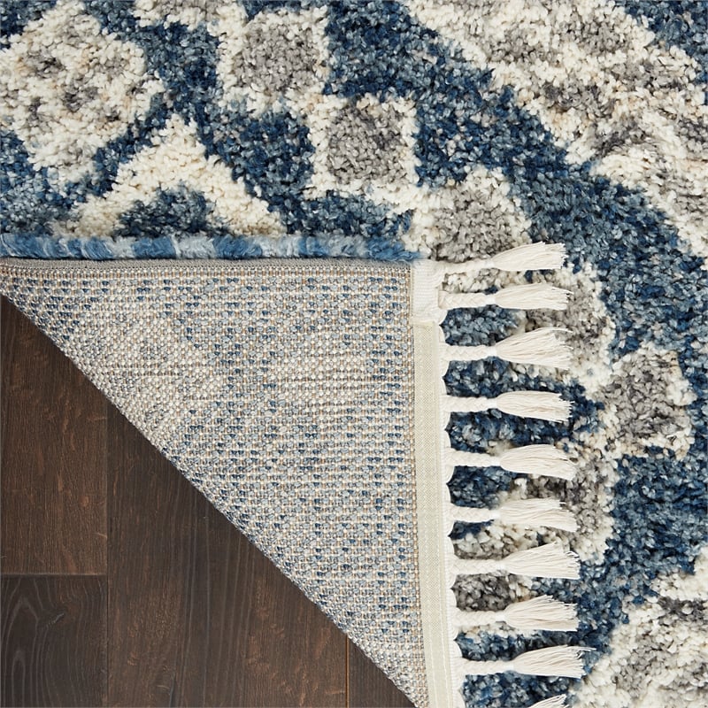 Nourison Scandinavian Shag Rectangle Polypropylene Area Rug in Denim Blue