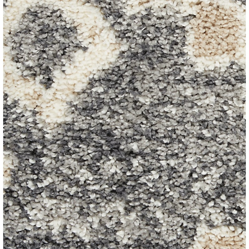 Nourison Scandinavian Shag Rectangle Polypropylene Area Rug in Gray/Ivory