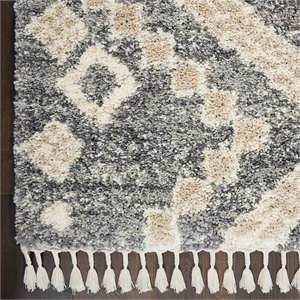 Nourison Scandinavian Shag Rectangle Polypropylene Area Rug in Gray/Ivory