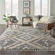 Nourison Scandinavian Shag Rectangle Polypropylene Area Rug in Gray/Ivory