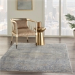 Nourison Silken Weave Rectangle Luxcelle Polyester Area Rug in Blue/Gray