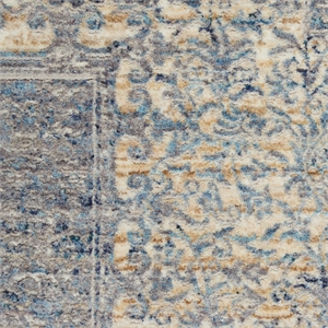Nourison Silken Weave Rectangle Luxcelle Polyester Area Rug in Blue/Gray