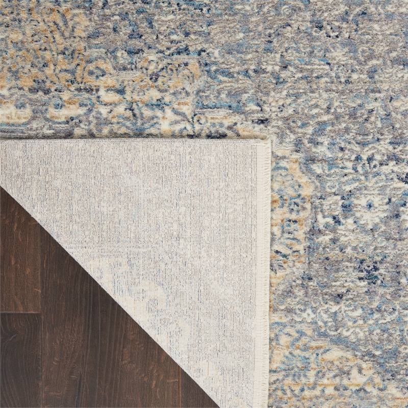 Nourison Silken Weave Rectangle Luxcelle Polyester Area Rug in Blue/Gray