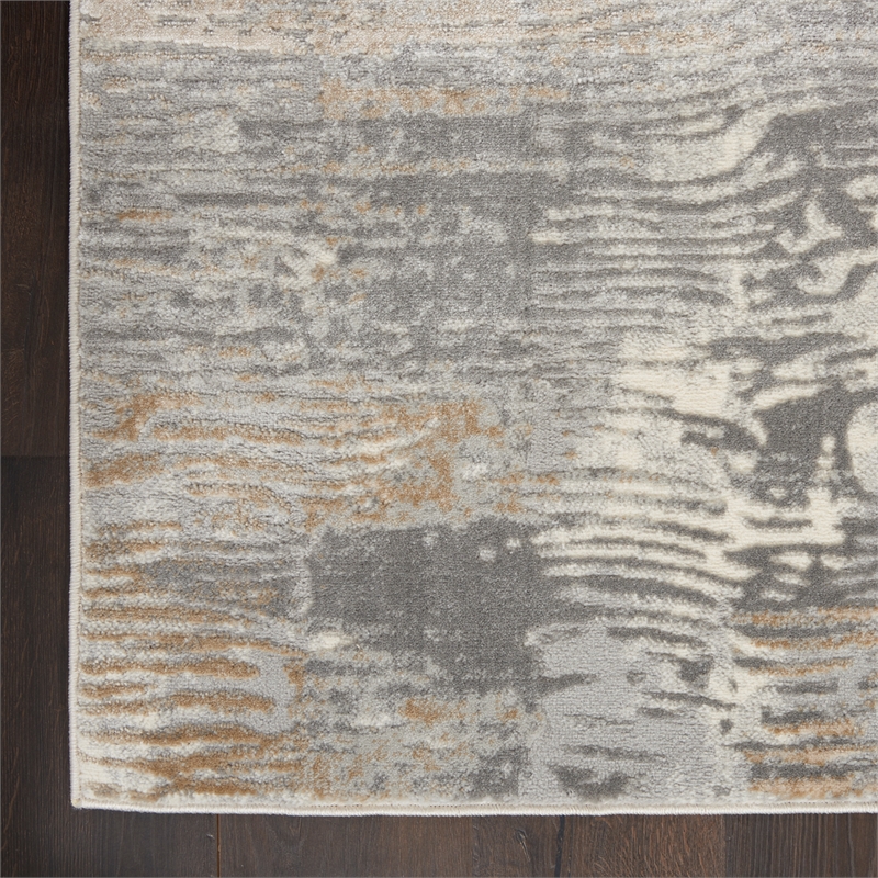 Nourison Solace Rectangle Polypropylene Polyester Area Rug in Gray/Beige