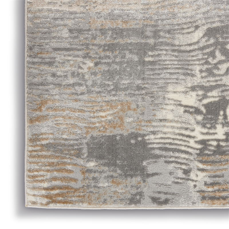 Nourison Solace Rectangle Polypropylene Polyester Area Rug in Gray/Beige