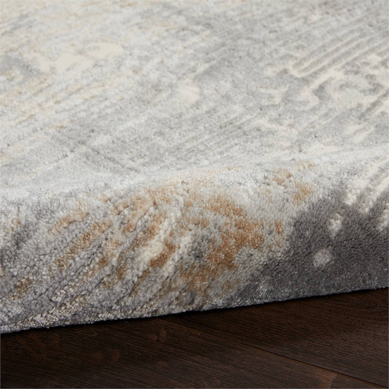 Nourison Solace Rectangle Polypropylene Polyester Area Rug in Gray/Beige