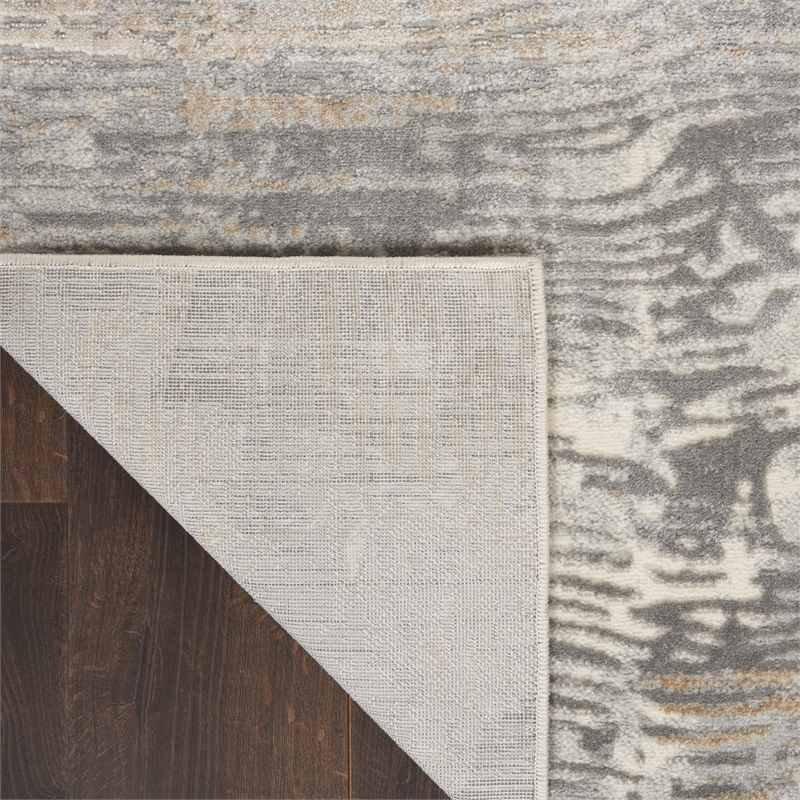 Nourison Solace Rectangle Polypropylene Polyester Area Rug in Gray/Beige