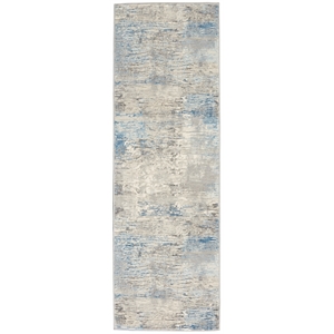 Nourison Solace Runner Polypropylene Polyester Area Rug in Ivory/Gray/Blue