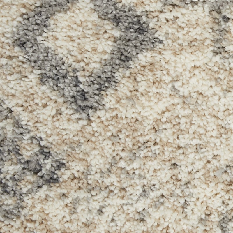 Nourison Scandinavian Shag Rectangle Polypropylene Area Rug in Ivory/Gray