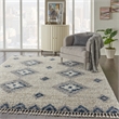 Nourison Scandinavian Shag Rectangle Polypropylene Area Rug in Ivory/Blue