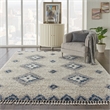 Nourison Scandinavian Shag Rectangle Polypropylene Area Rug in Ivory/Blue