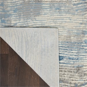 Nourison Solace Rectangle Polypropylene Polyester Area Rug in Ivory/Gray/Blue