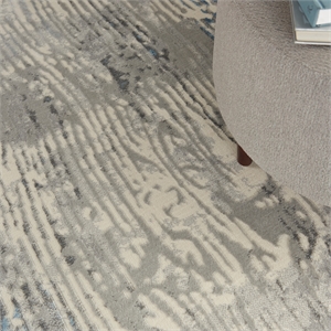 Nourison Solace Rectangle Polypropylene Polyester Area Rug in Ivory/Gray/Blue