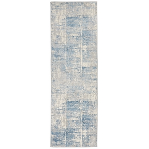 Nourison Solace Runner Polypropylene Polyester Area Rug in Ivory/Gray/Blue