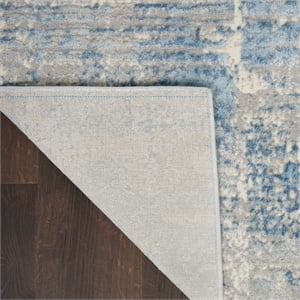 Nourison Solace Rectangle Polypropylene Polyester Area Rug in Ivory/Gray/Blue