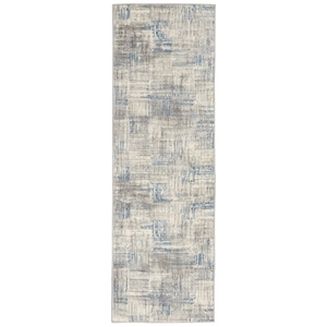 Nourison Solace Runner Polypropylene Polyester Area Rug in Ivory/Gray/Blue
