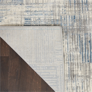 Nourison Solace Rectangle Polypropylene Polyester Area Rug in Ivory/Gray/Blue