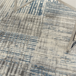 Nourison Solace Rectangle Polypropylene Polyester Area Rug in Ivory/Gray/Blue