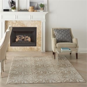 Nourison Solace Rectangle Polypropylene Polyester Area Rug in Ivory/Beige
