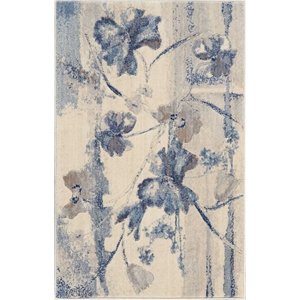 nourison somerset rectangle traditional polyester acrylic area rug in ivory/blue