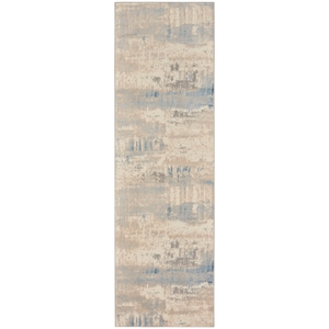 Nourison Solace Runner Polypropylene Polyester Area Rug in Ivory/Gray/Blue