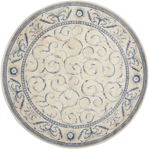 nourison somerset round traditional polyester acrylic area rug in ivory/blue