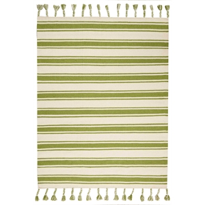 Nourison Solano Rectangle Wool Cotton and Polyester Area Rug in Ivory/Green