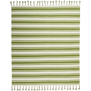 Nourison Solano Rectangle Wool Cotton and Polyester Area Rug in Ivory/Green