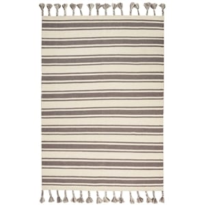 Nourison Solano Rectangle Wool Cotton and Polyester Area Rug in Ivory/Gray
