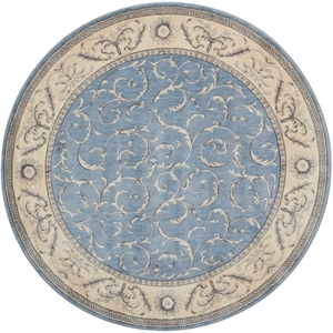 nourison somerset round traditional polyester acrylic area rug in light blue
